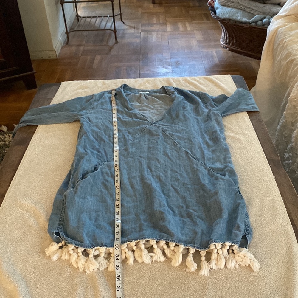Rails linen blended blue dress w/great pockets and bottom tassels from Neiman’s - Picture 13 of 14